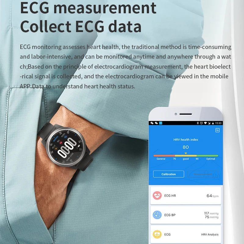 E101 Смарт часы ЭКГ PPG сердечный ритм кровяное давление умные мужские Bluetooth 4 0