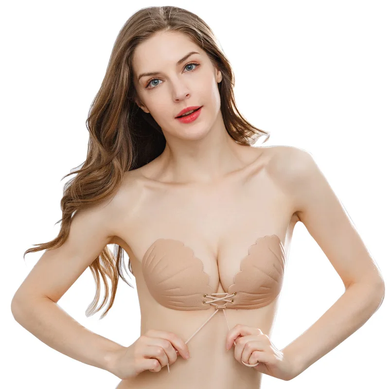 100 pcs / lot Adhesive Invisible Silicone Gel Bra Push Up Bra with Adjustable Transparent Straps for Women