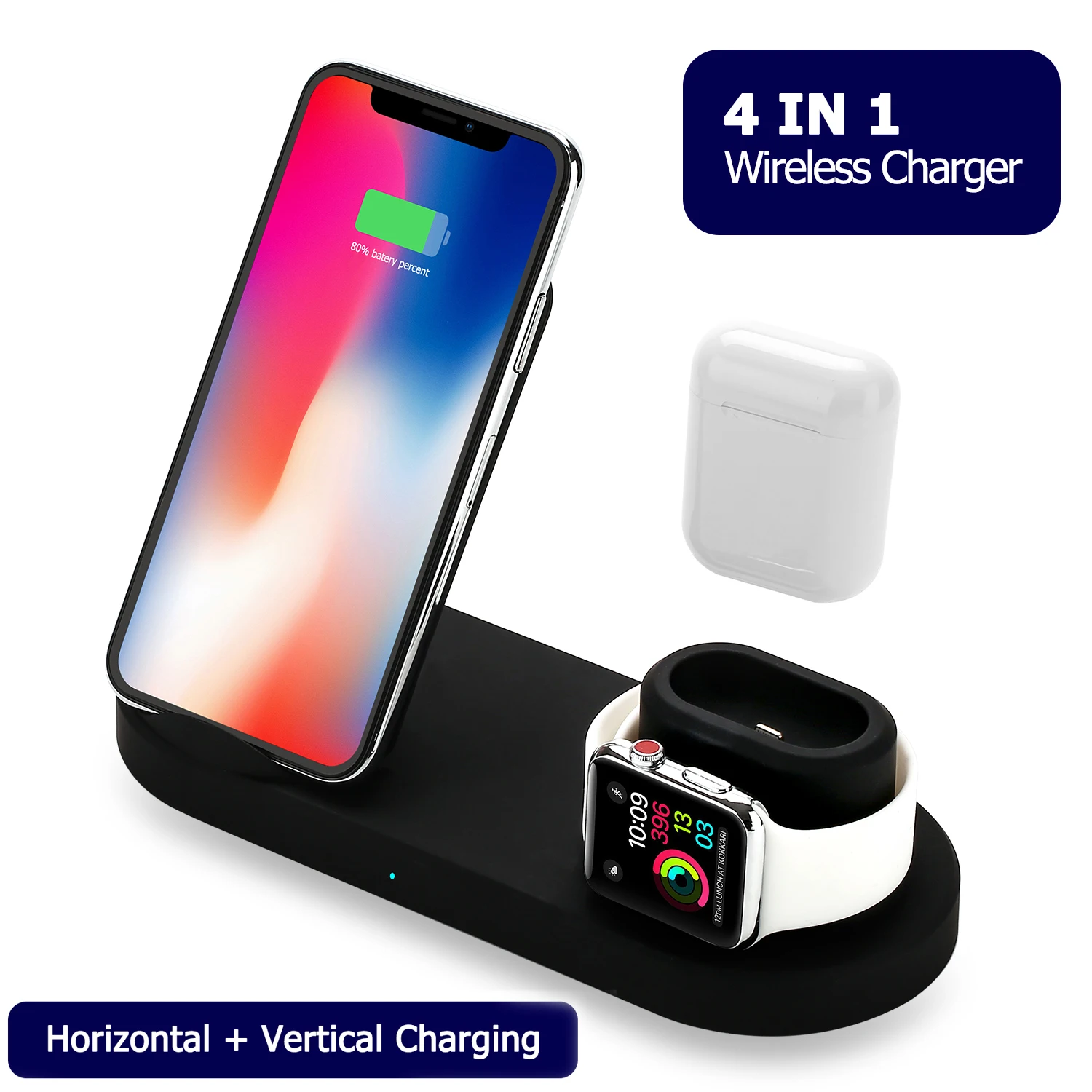 

Беспроводное зарядное устройство для iPhone XS Max XR, зарядная док-станция для Apple Watch серии 4/3/2/1, беспроводное зарядное устройство для Samsung Huawei