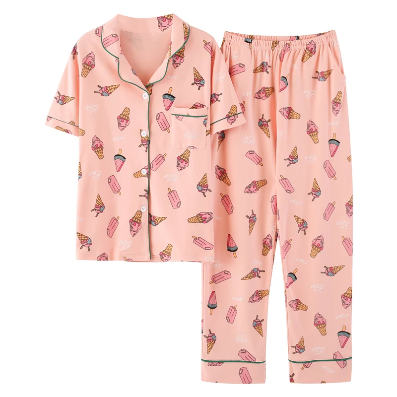 Лидер продаж летние хлопковые пижамы женская пижама для девочек комплекты милая