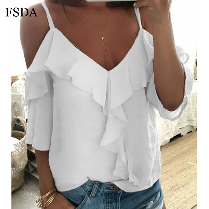 Женский топ с рюшами FSDA розовый/черный на бретельках треугольным вырезом и