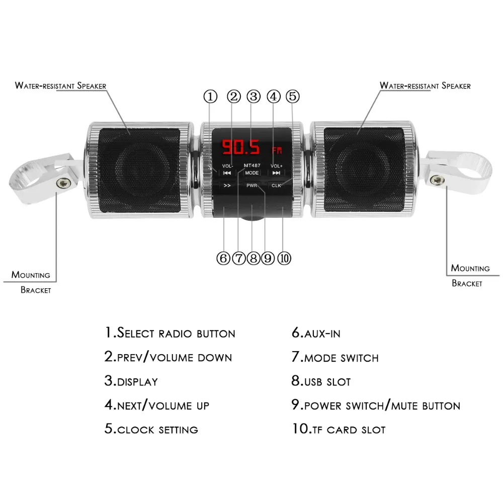 Мотоцикл Bluetooth аудио звуковая система MP3 FM радио Низкий бас стерео колонки
