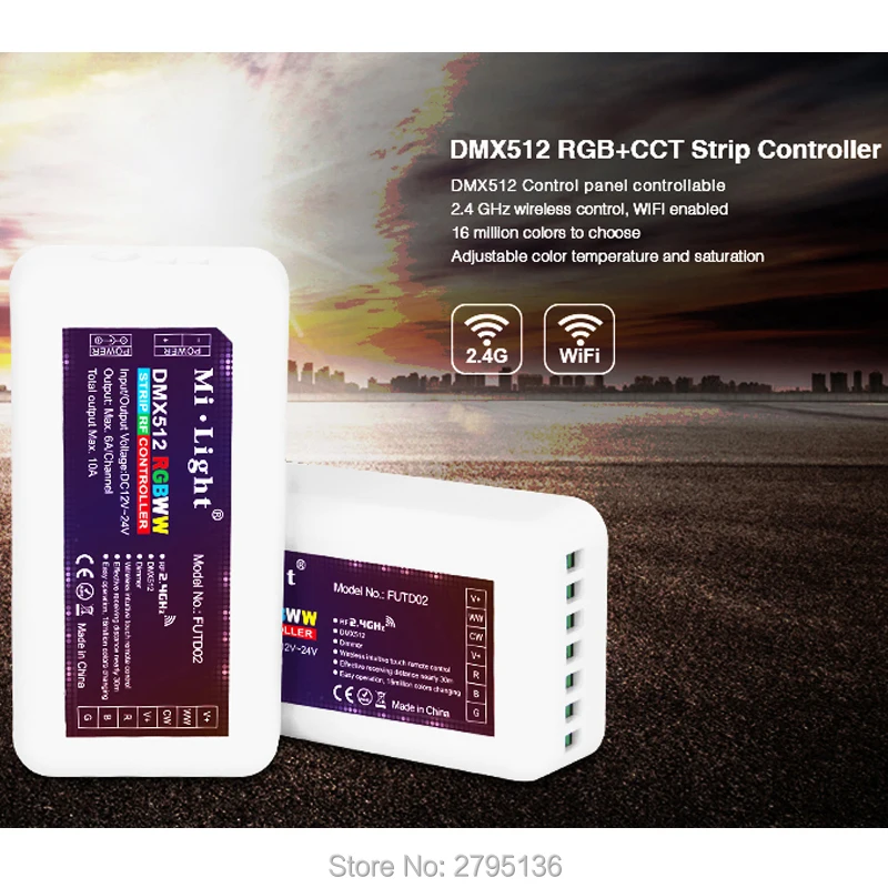 Milight DC12V 24V DMX 512 RGB + CCT контроллер светодиодной ленты RBGWW/CW 2 4 GHz RF беспроводной WIFI