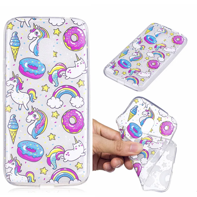 ТПУ Телефон чехол для Motorola MOTO G4/G4 плюс G4Plus/G4 играть rainbow Unicorn лошадь кошка Альпака