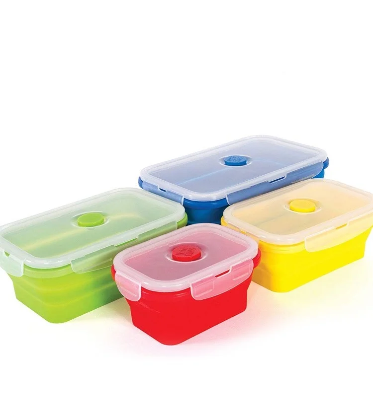 Складной силиконовый Ланч-бокс Microwavable контейнеры для пищевых продуктов складной