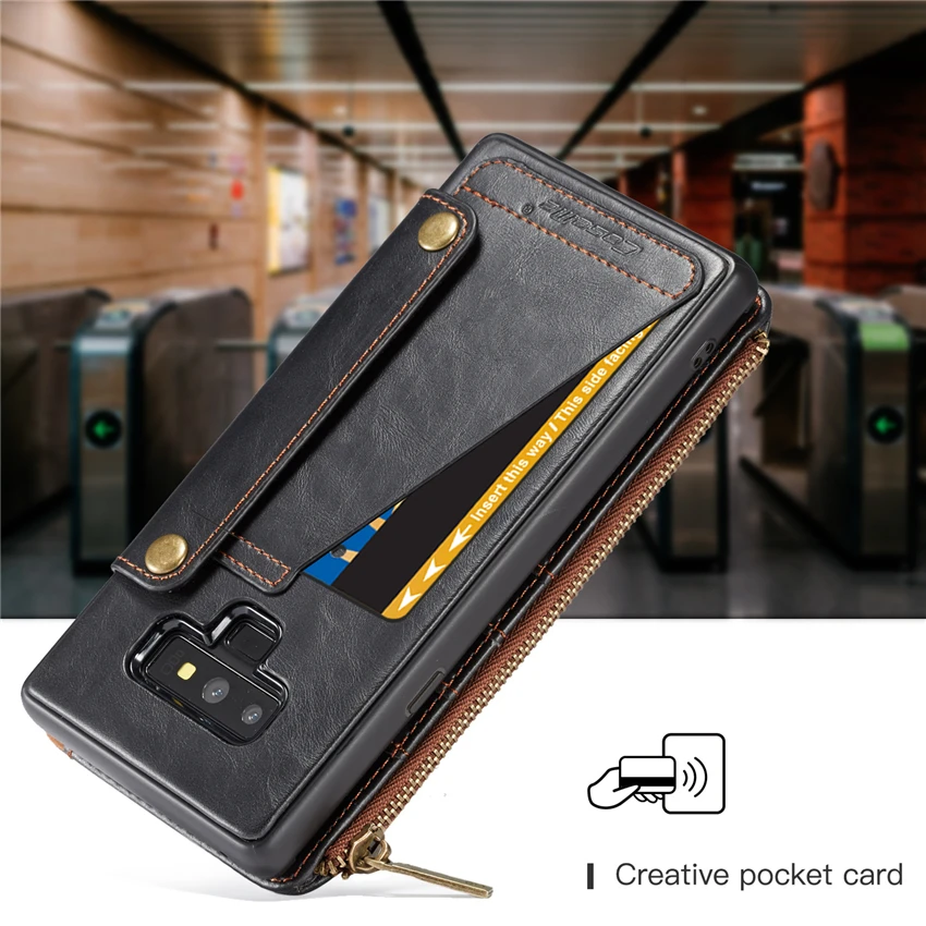 Wallet case Luxury Leather Magnetic Phone For Samsung Galaxy Note 9 Business Card Bag Soft PU Back Cover | Мобильные телефоны и