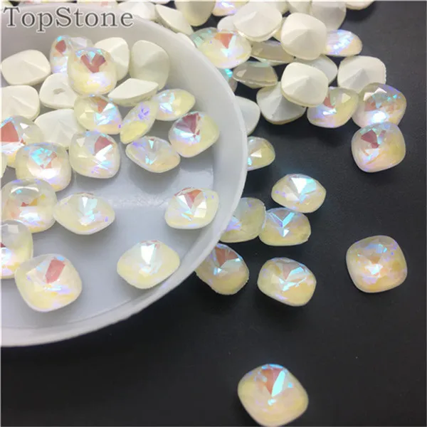 001MI crystal AB TopStone 8 10 12 мм K9 кристалл классический квадратный необычный камень смешанные цвета жир Квадратные Свободные Стразы для изготовления ювелирных изделий своими руками - Цвет: 001MI crystal AB