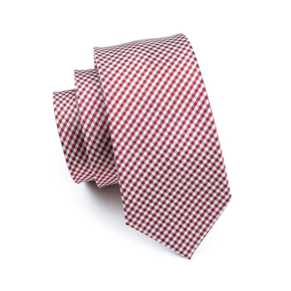 

FA-1037 Mens Ties Red Plaid Silk Jacquard Neck Tie Hanky Cufflinks Set Ties For Men Business Wedding Party Free Shipping