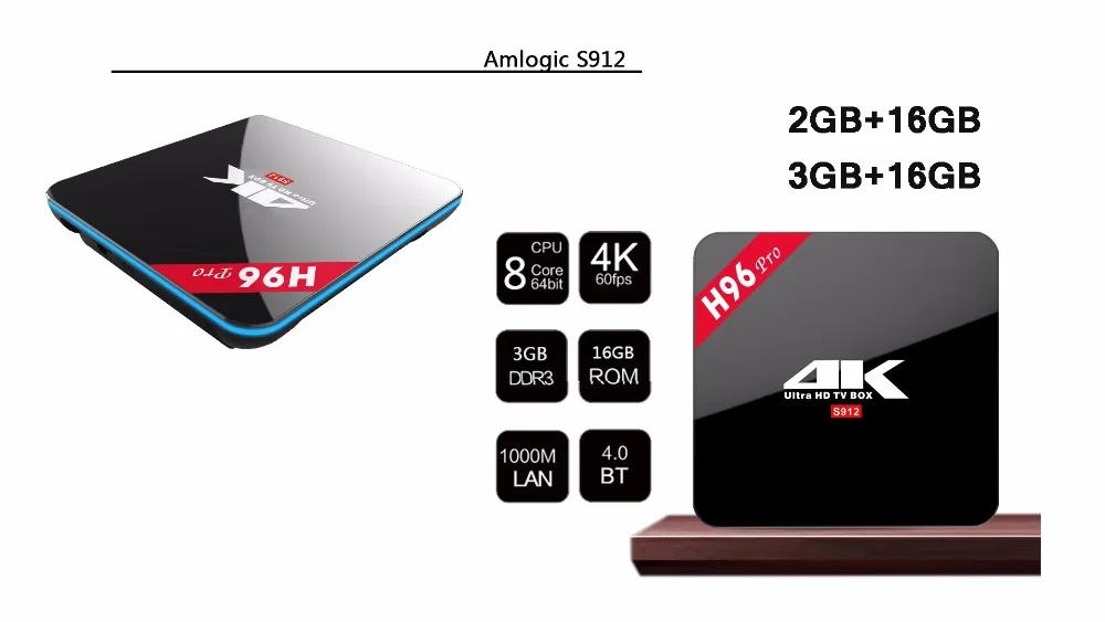 H96 PRO Amlogic S912 8 ядерный Android 7,1 ТВ приставка ram Тип DDR3 ARM Mali-T820MP3 приставка BT4.0 H.265 4K медиаплеер