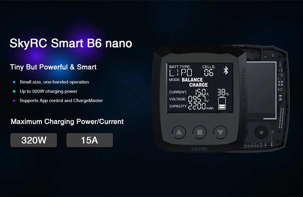 SKYRC B6 Nano 320W 15A DC Bluetooth Micro 9 32V Mini Smart Charger Dis charger для Li Po Hv ion Fe NiMH Ni Cd батареи|Наборы