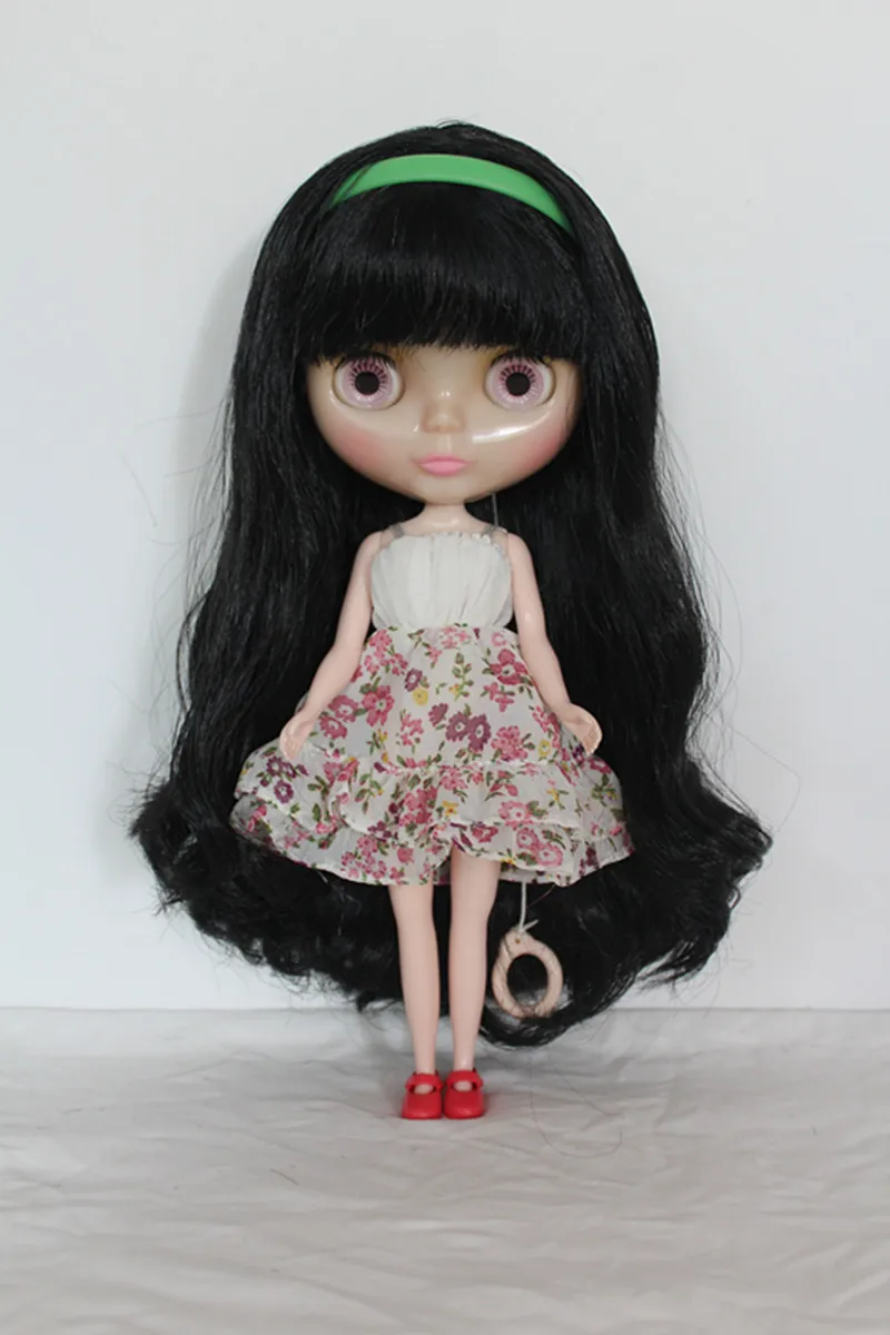 Кукла Blygirl Blyth с челкой черные волосы Обнаженная кукла прозрачная кожа обычная