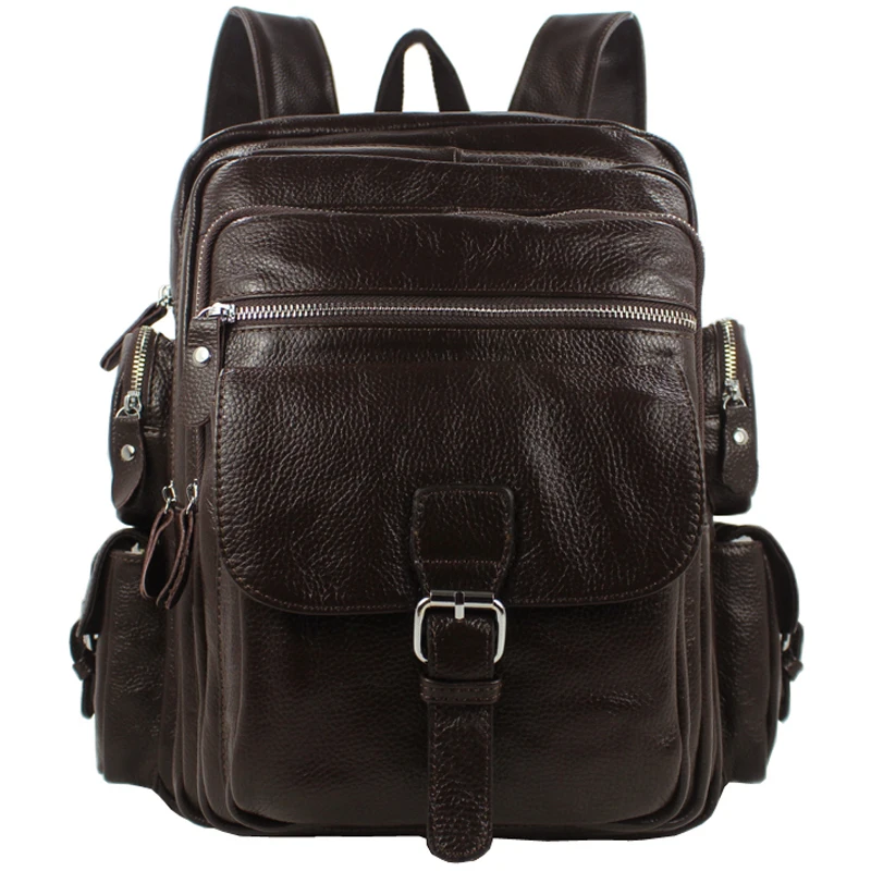 2019 Fashion Genuine Leather Backpack Men Rucksack Men travel backpack School Backpack Laptop Bag knapsack male Brown Black