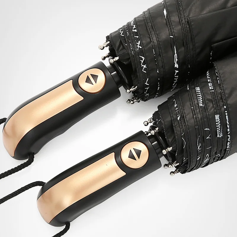 Luxury Full Automatic Umbrella Rain Women Big Black Coating Folding Parasol Brand London Style Gear for Female Men HSJ0600 | Дом и сад