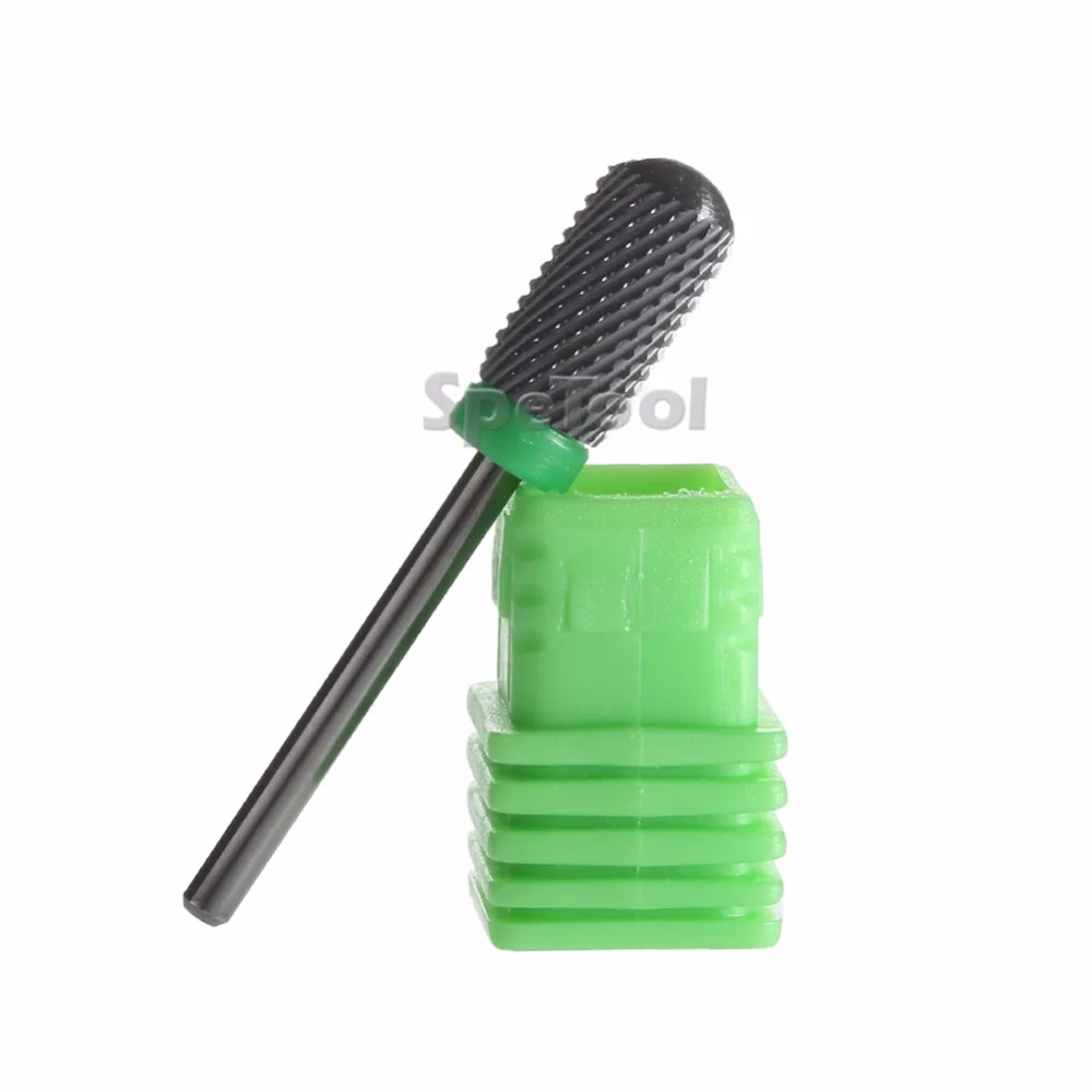 Черные керамические сверла SpeTool для ногтей круглая верхняя бочка грубая