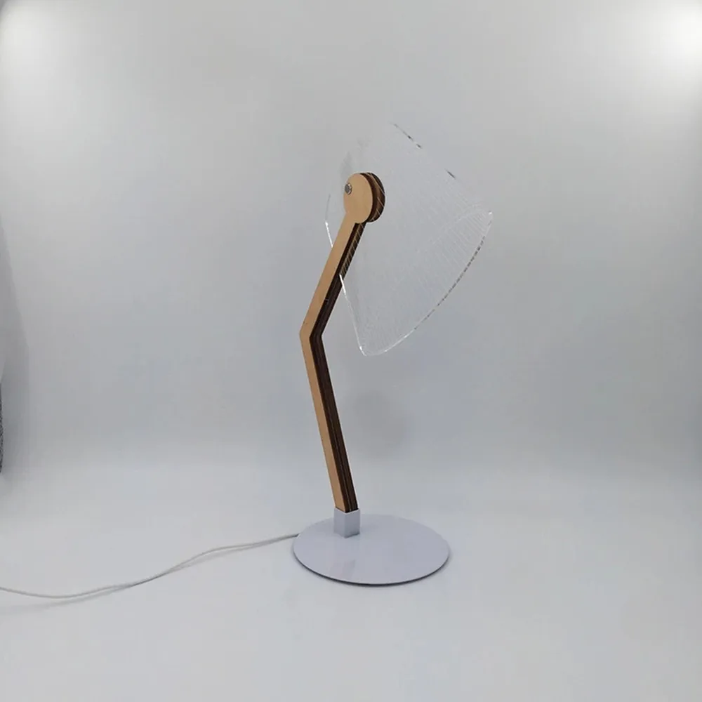 HZFCEW USB мощный 3D эффект стерео видения светодиодный настольный светильник деревянная поддержка акриловый Абажур Светодиодный светильник офисная спальня лампа для чтения