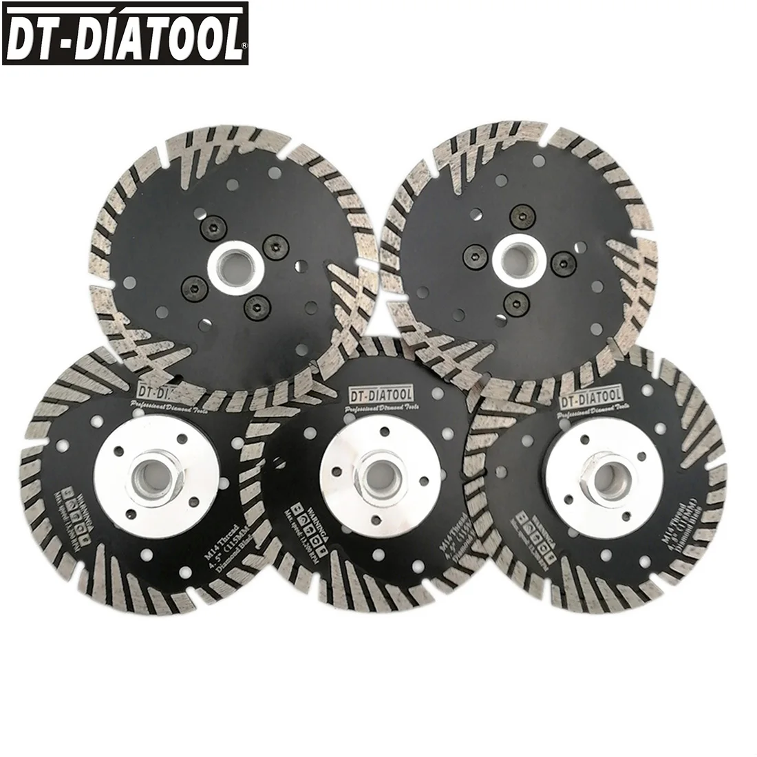 DT-DIATOOL 5pcs/pk 115mm/4.5inch Hot Pressed Diamond Turbo Blade Cutting Wheel For Stone & Concrete material Concrete Saw Blades
