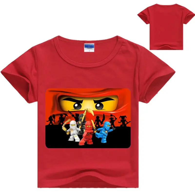 color at picture Коллекция года, Ninjago, хлопковые футболки с короткими рукавами и круглым вырезом, с мультяшным рисунком Одежда для маленьких мальчиков и девочек летняя футболка детские топы, футболки - Цвет: color at picture