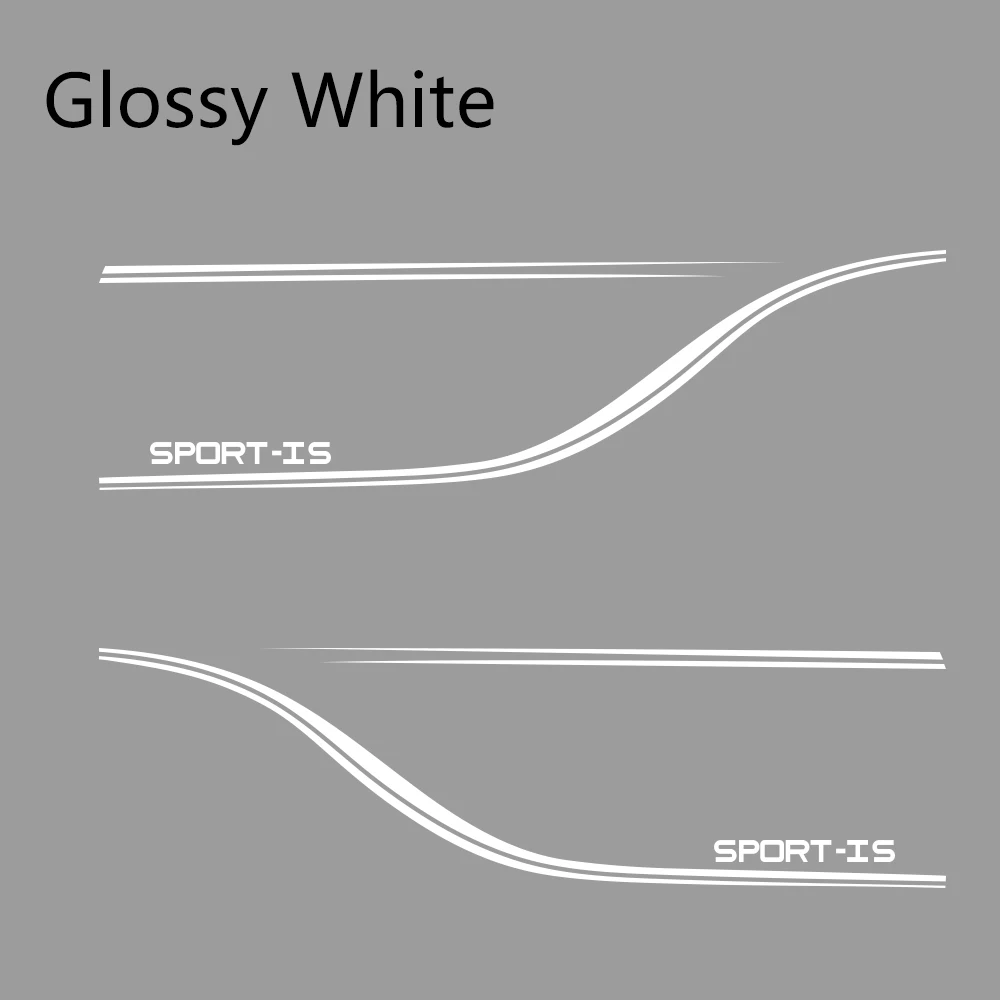 Glossy White 2 шт. автомобильные наклейки боковые полосы авто виниловые наклейки для Lexus IS250 RX300 UX Спортивное украшение Стайлинг Тюнинг автомобиля аксессуары - Название цвета: Glossy White