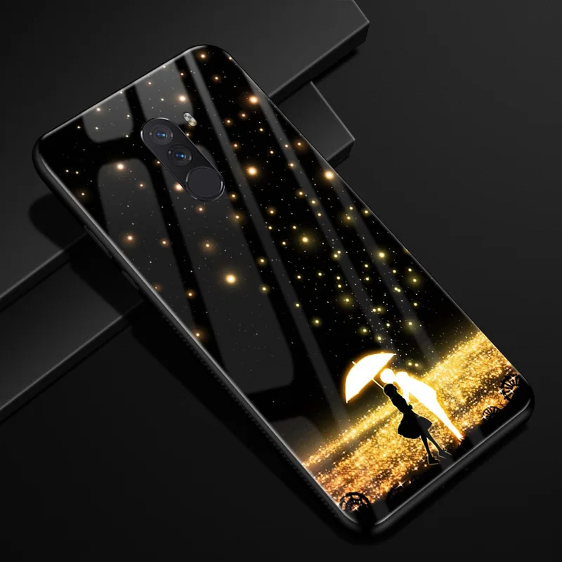Чехол для Xiaomi Pocophone F1 Жесткий из закаленного стекла с рисунком чехол Poco мягкий