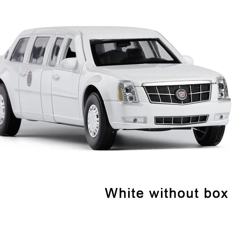 1/32 литая под давлением модель автомобиля Cadillac DTS, модель автомобиля из сплава, армейский Роскошный металлический автомобиль Cadillac, автомобильные игрушки, звуковой светильник - Цвет: white without box