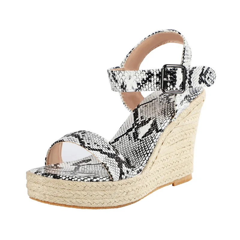 Oeak/Летняя обувь; Zapatos De Mujer; женские босоножки на ремешке; женские босоножки на платформе; обувь на танкетке; повседневная женская обувь с открытым носком; Прямая поставка - Цвет: snake skin