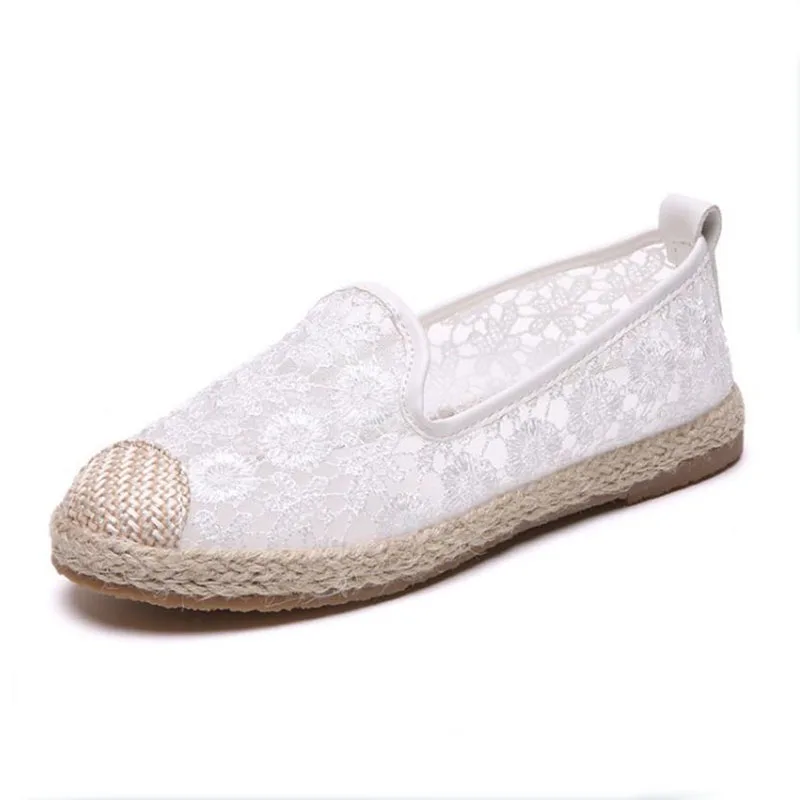 RAZAMAZA пикантные Для женщин кружева Туфли без каблуков Лоферы балетки