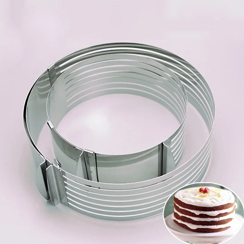 

GODWJ 15-30CM Adjustable Stainless Steel Cake Mold Layered Retractable Mousse Ring Baking Cake Mold Round Cake Decorating Tools
