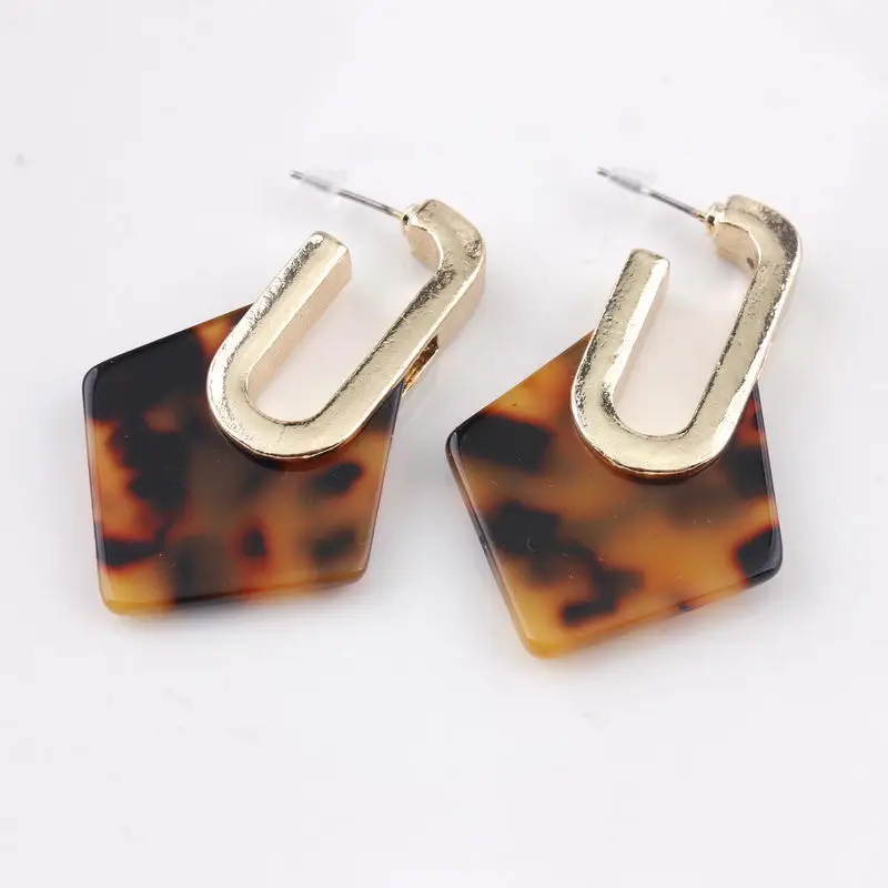 ZWPON Fashion Geometric Acetate Rhombus Hoop Earrings Women Chunky Pendientes Designer Jewelry Wholesale | Украшения и аксессуары