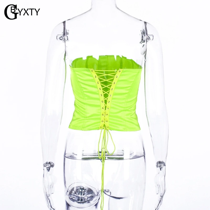 GBYXTY неоновый цвет Топы на бретелях уличная повязка на шнуровке вечерние топы женские летние без бретелек без рукавов Camis Топы ZA1424