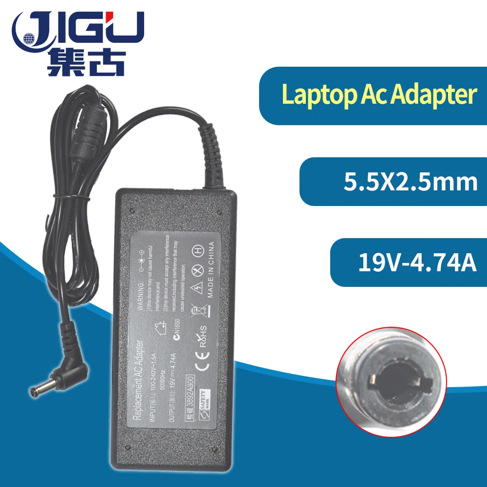 

JIGU 19V 4.74A 5,5*2,5 мм 90 Вт для ASUS AC адаптер питания зарядное устройство для ноутбука ADP-90AB ADP-90CD дБ A46C M50 X43B S5 W7 F25