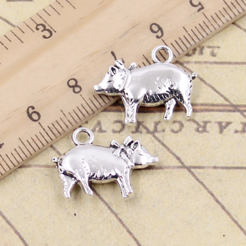 

10pcs Charms 3D Pig 21x16mm Tibetan Bronze Silver Color Pendants Antique Jewelry Making DIY Handmade Craft