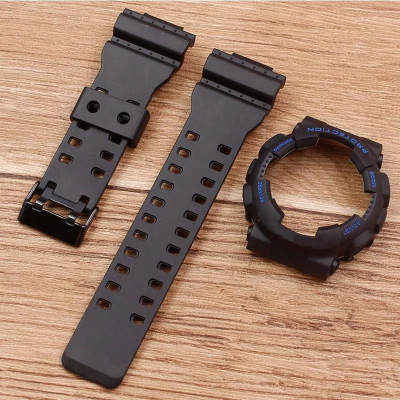 black Blue word Аксессуары для часов резиновый чехол для часов Casio GA-110 100 120 GD-100 120 мужской женский ремешок для часов - Цвет ремешка: black Blue word