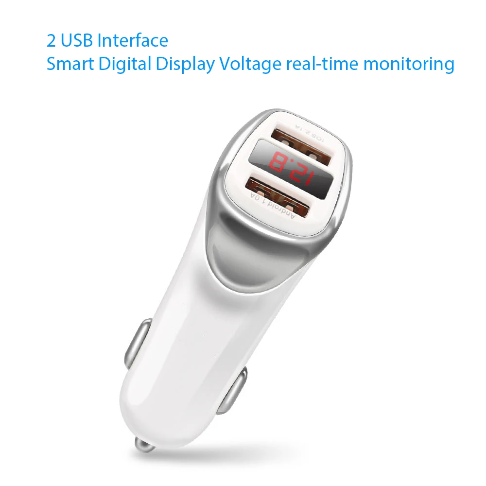Автомобильное зарядное устройство с двумя Usb портами и цифровым
