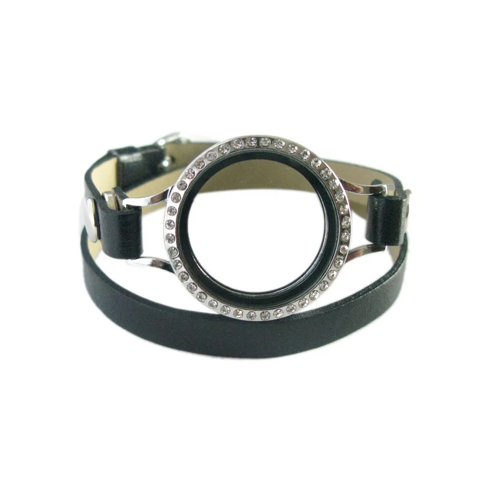 silver bling Круглый витой резьбовой винт вниз медальон сверкающий серебряный розовый золотой цвет медальоны с кожаным обертыванием медальон браслет - Окраска металла: silver bling
