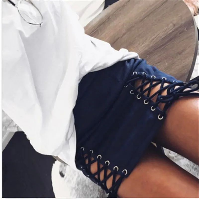 2017 летняя модная сексуальная Женская юбка высокая талия шнуровка на чашечках