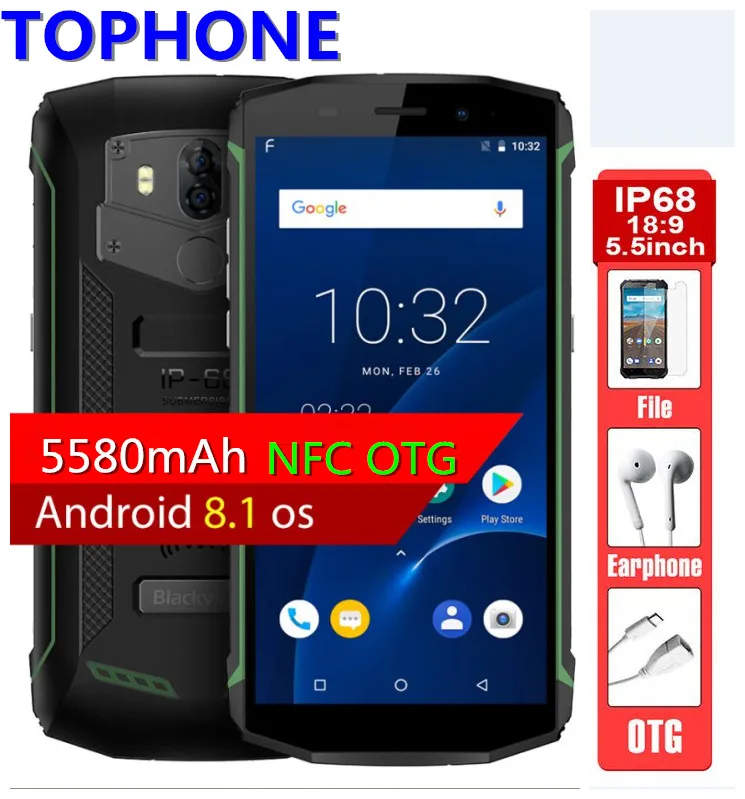Blackview BV5800 4G смартфон IP68 Водонепроницаемый 5 &quot18:9 HD + Android 8 1 MT6739 двойной сзади