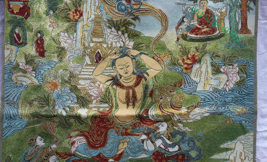 Шелковая вышивка Зеленая Тара богиня осветления Tangka Thangka росписи | Дом и сад