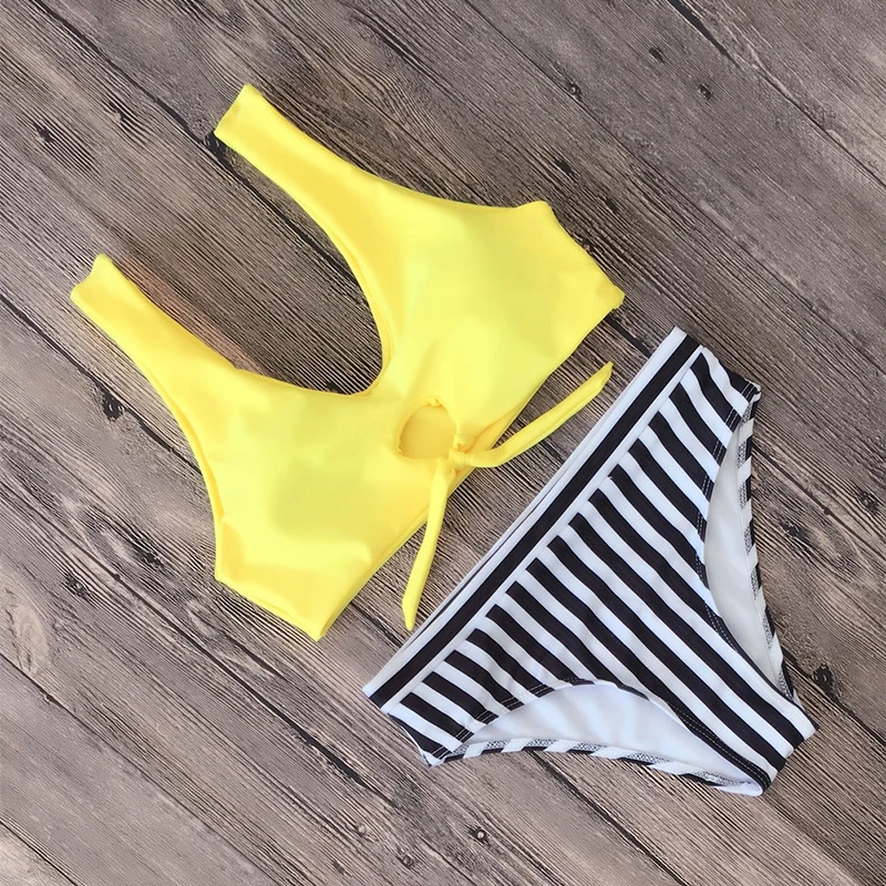 Новинка 2018 сексуальный жилет Женский комплект бикини купальник в полоску с низом