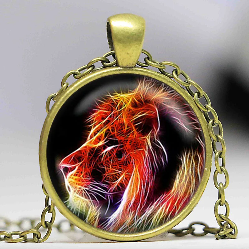 Ожерелье с подвеской в виде фрактального льва винтажное животное подвеска дикой