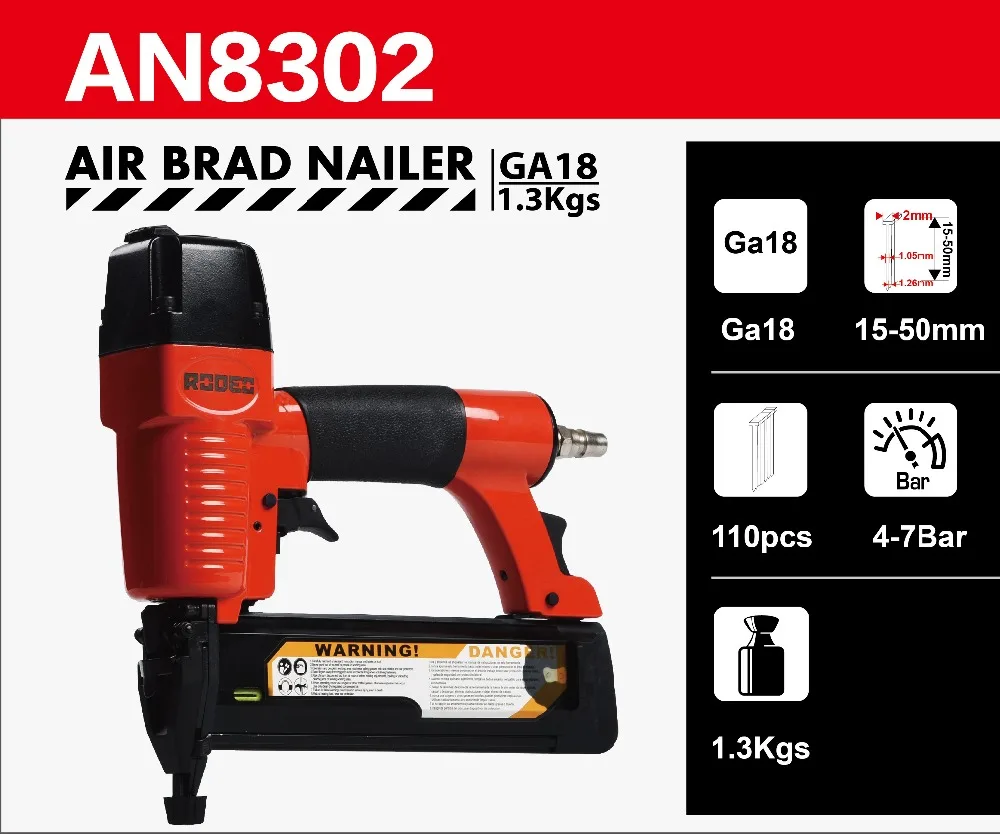 RODEO AN8302 воздушный гвоздильщик 120PSI GA18 15-50 мм маникюрные инструменты