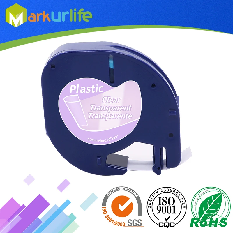 4 шт./лот лента DYMO letratag 12267 (16952 16951 12268) Черный на прозрачном пластике (4 м * 12 мм)