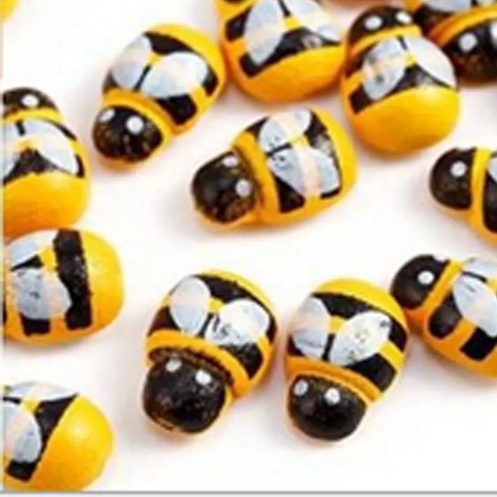 100Pc Creative Mini Bee Stickers 3D Animal Decorative Craft Sticker Cute Wooden Stamping Home Decor | Дом и сад
