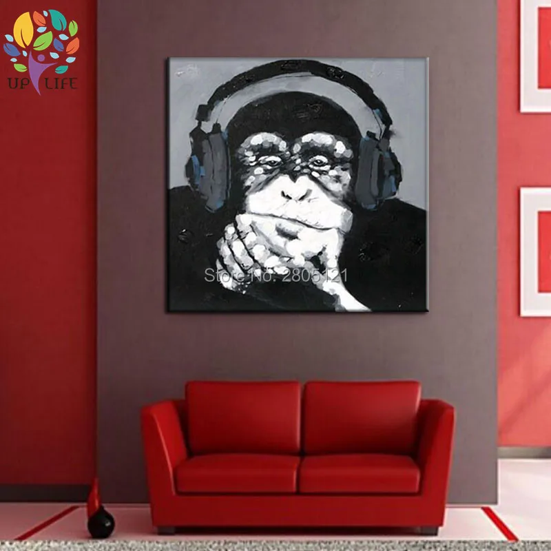 Ручная роспись современная поп-животная живопись черно-белые животные масляная