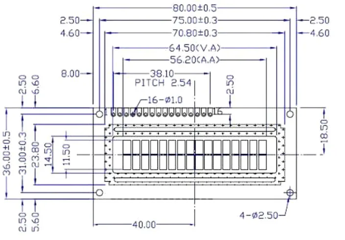 

LCD1602 High Definition Blue Backlight White Character LCD LED Module TN/STN Module 16 Characters*2 Lines 3.3V For Logic Circuit