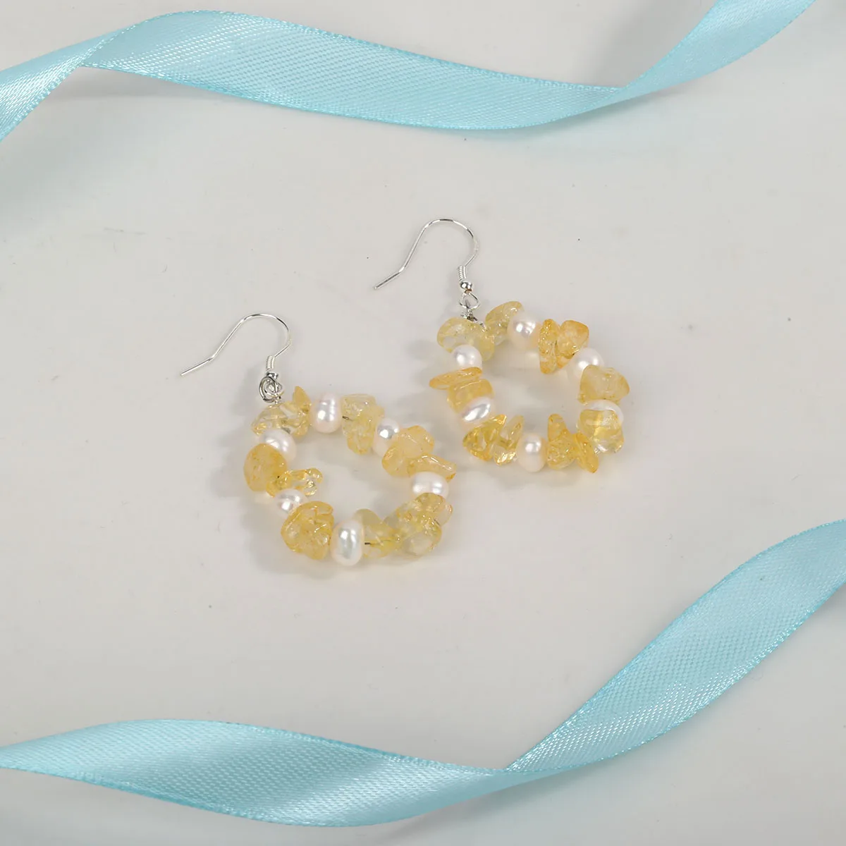 Серьги подвески из серебра 925 пробы с жемчугом флюорита|Серьги-подвески| |
