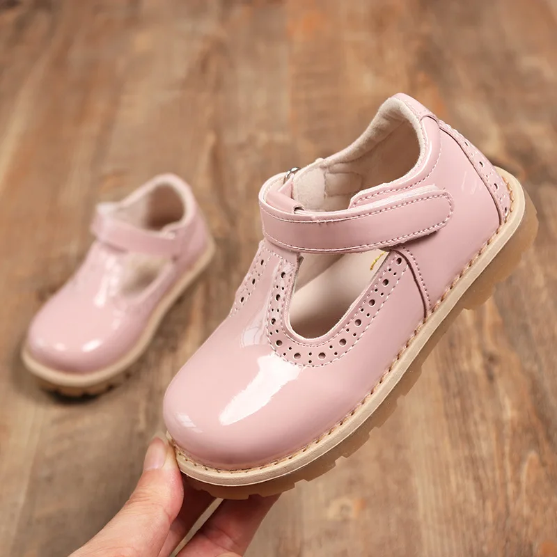Autumn Children Girls Glowing Sneakers Shoes Kids Baby Patent Leather Princess Fashion Retro T-Shaped Child | Детская одежда и