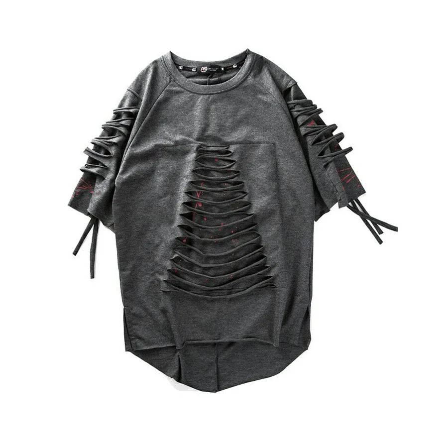 Рваные футболки для мужчин Панк Рок рейв футболка Psychedelic улица хип хоп Camisa Swag Rasgados