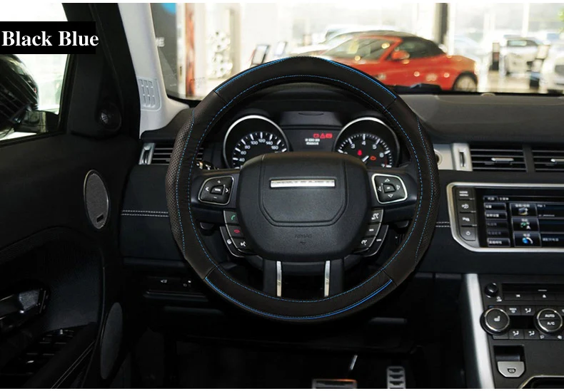 2015 New High-Grade Sports Car Genuine Cow Leather Steering Wheel Cover 38cm Solid Red/Blue/Beige For Jaguar XF XJ | Автомобили и