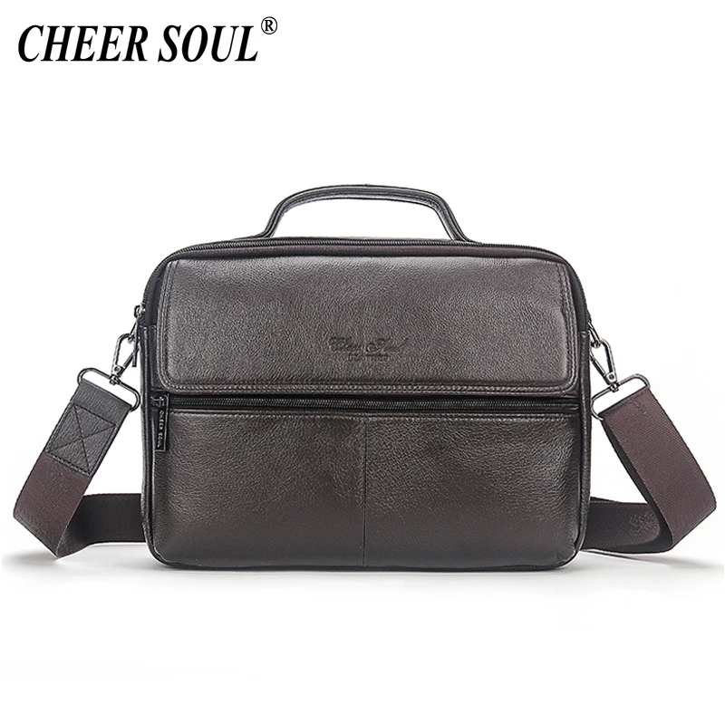 Мужская сумка мессенджер из натуральной кожи CHEER SOUL через плечо для iPad планшета