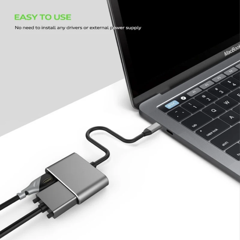 Eyefun аудио и видео конвертер тип- c к hdmi vga адаптер Тип 4k для компьютера MSI Lenovo Dell Huawei